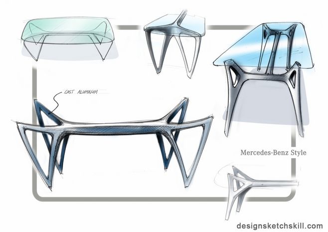 梅赛德斯-奔驰风格的家具收藏-产品设计手绘